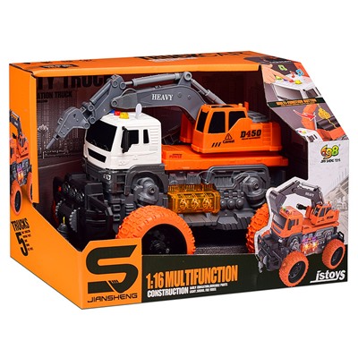 Машина "МегаБур" 1:16 (свет, звук) в коробке (цвет оранжевый)