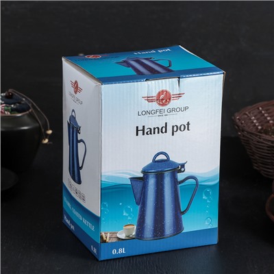 Кофейник эмалированный «Синий мрамор», 800 мл, 14×11.5×18 см, синий