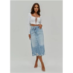 Женская юбка джинсовая с разрезом CRACPOT