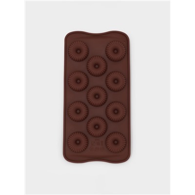 Форма для конфет и шоколада Доляна «Колечко.Риб», силикон, 21×10.5×1.8 см, 11 ячеек, коричневая