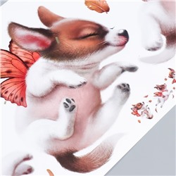 Наклейка интерьерная цветная «Пёсики с крыльями бабочек», 30×83 см