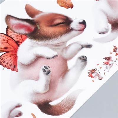 Наклейка интерьерная цветная «Пёсики с крыльями бабочек», 30×83 см