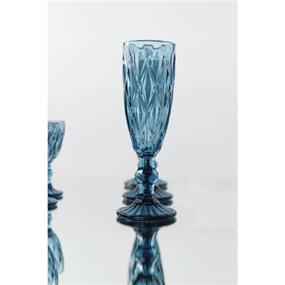 Бокал для шампанского Magistro «Круиз», 160 мл, 7×20 см, стекло, синий