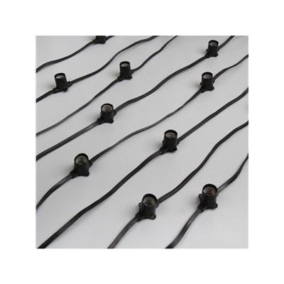 Гирлянда «Белт-лайт» 50 м, IP65, 2W, тёмная каучуковая нить, шаг 40 см, Е27 (без ламп), 220 В