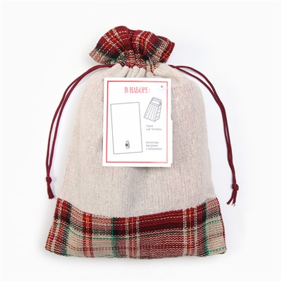 Набор в мешочке «Этель. Дедушка Мороз»: полотенце 35×60 см, тёрка 7.7×3.7×3 см