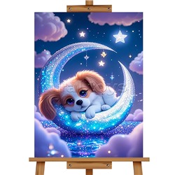 Мозаика алмазная "Лунный пёсик" 20*30см.