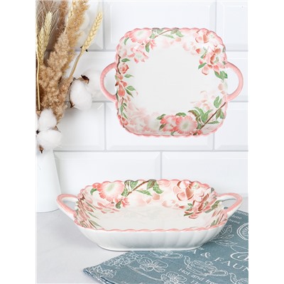 Блюдо с ручками квадратное / WX106 /уп 40/ 25х20х5 см