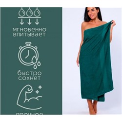 Полотенце банное махровое Софатекс 100х180 для ванны и душа (Зеленый)