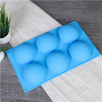 Форма для выпечки 6 ячеек силиконовая Полусфера фактурная 6 см / HL-070 /уп 200/ 28*16,5*3