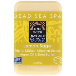 One with Nature, Triple Milled Mineral Soap Bar, Lemon Sage, 7 oz (200 g)