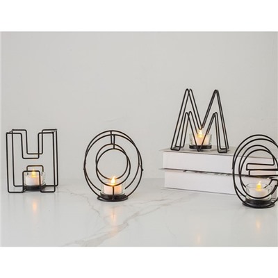 Подсвечник металлический на 4 свечи TAKE IT EASY, Home, 13.5×42 см, чёрный