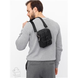 Сумка мужская кожаная 8612S black Fuzhiniao в Новосибирске