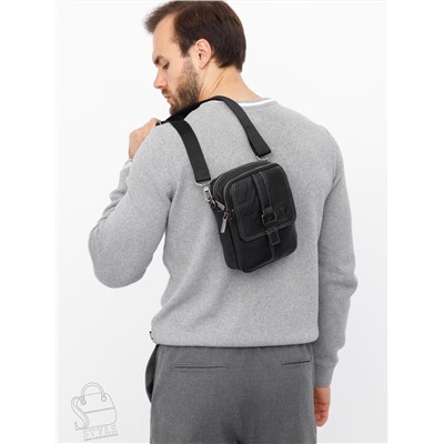 Сумка мужская кожаная 8612S black Fuzhiniao в Новосибирске