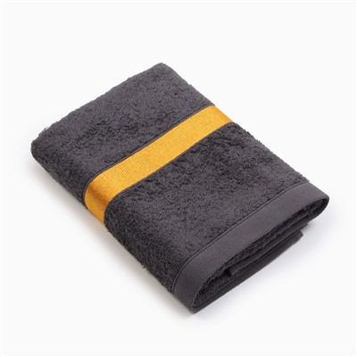 Полотенце махровое Love Life «Самум», 50×90 см, хлопок 100%, тёмно-серое, оранжевое