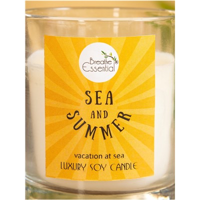 Свеча с кристаллом внутри Sea and Summer Vacation at Sea, 120 г, соевый воск, морской