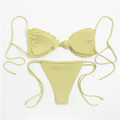 Купальник раздельный с завязками женский MINAKU, размер 44, зелёный