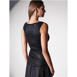 Топ в рубчик с широкими лямками с матовым покрытием металлик из хлопка с эластаном