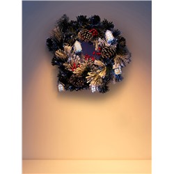 Венок фиброоптический «Заснеженный», d=50 см, 8 режимов