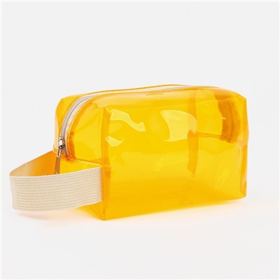 Косметичка на молнии, с ручкой, жёлтая