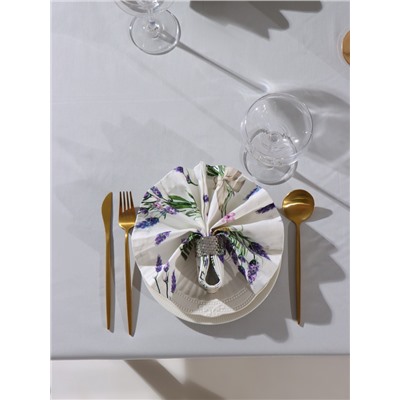 Набор салфеток с декоративными кольцами «Этель» Lavender, 40×40 см - 4 шт., 100% хлопок, саржа