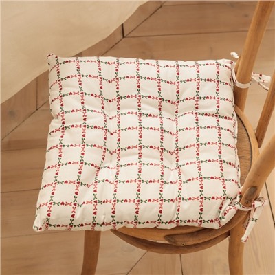 Подушка на стул «Этель» Flower Cage, 40×40 см, белая