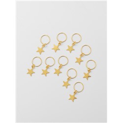 Пирсинг для волос «Звезда», 2.8×1.3 см, 10 шт., цвет золотистый