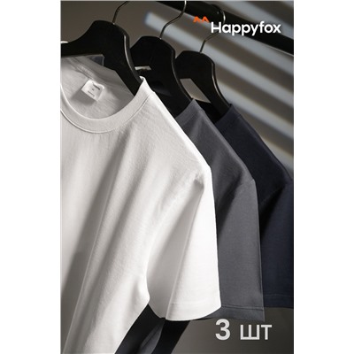 Мужская базовая футболка из хлопка 3 шт. Happyfox