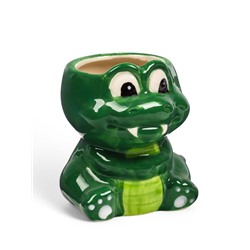 Декоративное кашпо для цветов «Крокодильчик Дино», 7×7×9 см, керамика, зелёное