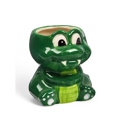 Декоративное кашпо для цветов «Крокодильчик Дино», 7×7×9 см, керамика, зелёное