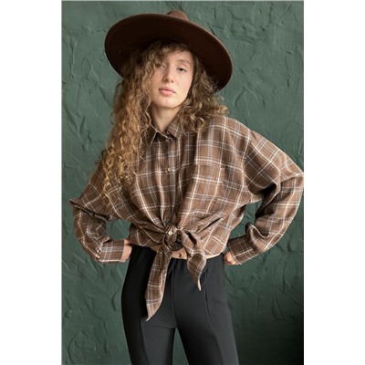 Рубашка женская  HUG077/13/Коричневый, бежевый
