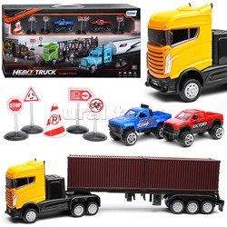 Набор машин "Контейнеровойз" с машинками и дорожными знаками, в коробке