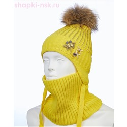 02-16-S Комплект для девочки (шапка+снуд) (50-52)