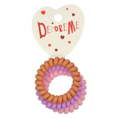 Резинки для волос 3 шт СПИРАЛЬНАЯ МАТОВАЯ МИКС 2-712/203 DecoreMe