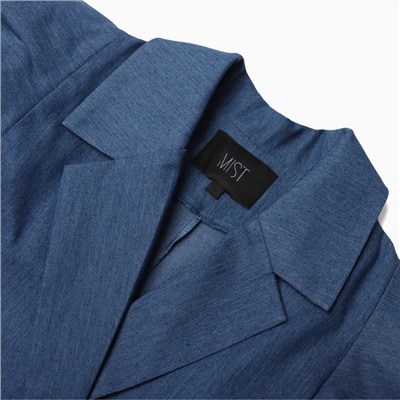 Жакет женский джинсовый с воланами MIST, размер 48, синий