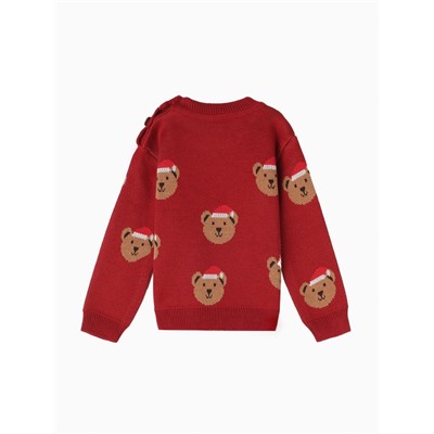 Джемпер вязаный новогодний «Крошка Я. Новогодние медвежата», рост 68-74 см, красный