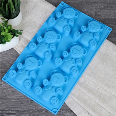 Форма для выпечки 6 ячеек силиконовая Зверята Мишки / HL-275 /уп 200/ 0,11/ 29*17*2