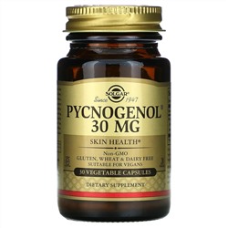 Solgar, Pycnogenol, 30 мг, 30 вегетарианских капсул
