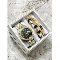 Подарочный набор для женщин часы, 2 браслета + коробка #22861802