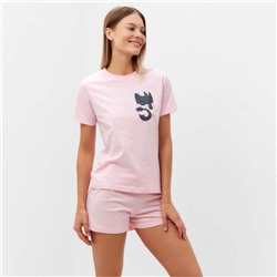Пижама женская (футболка, шорты) Tusi, размер 48, цвет пудра