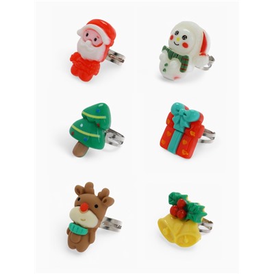 Кольца детские Выбражулька «Ёлка», 6 шт. разноцветные, безразмерные