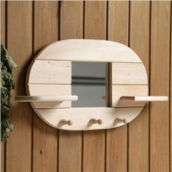 Зеркало для бани и сауны «Овал», 40×28×5 см, в деревянной раме, 3 крючка, «Добропаровъ»