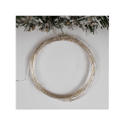 Гирлянда «Нить» 5 м роса, IP20, серебристая нить, 50 LED, мерцание всех светодиодов, батарейки AAх3 (нет в комплекте), свечение белое