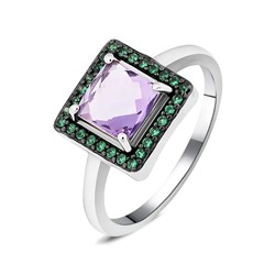 Кольцо, аметист , наноизумруд, Алсу
