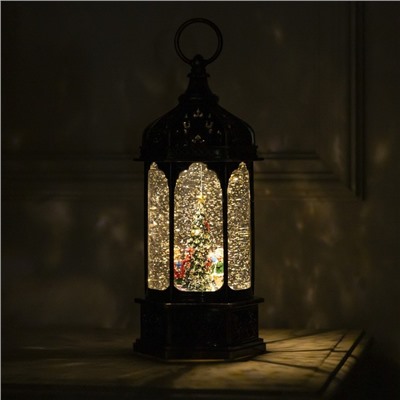 Светодиодная фигура «Фонарь с детьми и ёлкой» 13×28.5×12 см, пластик, батарейки ААх3 (не в комплекте), USB, свечение тёплое белое