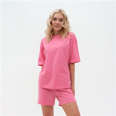 Пижама женская (футболка, шорты) KAFTAN Basic, размер 40-42, розовая