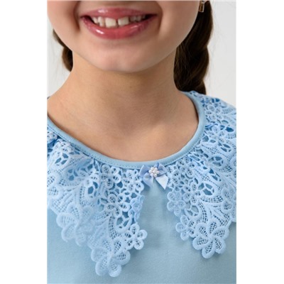 Блузка Флорентина длинный рукав школьная (Голубой)