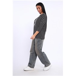 Лонгслив женский 82087 (Черно-белая полоска)