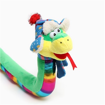 Мягкая игрушка «Змея», 95 см, с разноцветным животиком, в новогоднем колпаке