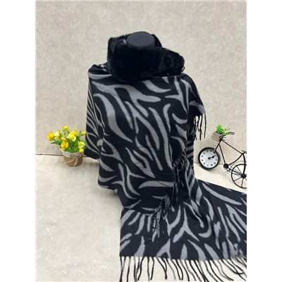 Мягкий палантин из кашемира с норковым воротником мультицвет