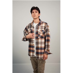 Мужская теплая рубашка в клетку Happyfox